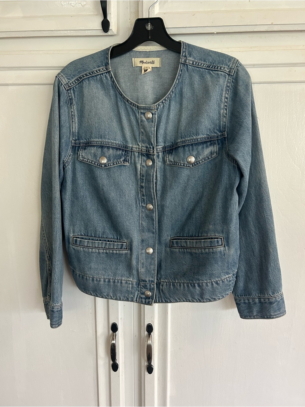 Madewell Faded Blue Round-Neck Denim Jacket